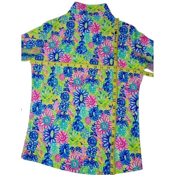 IBKUL Top Womens XS Long Sleeve Floral Mock Neck Zip UPF 50 Mesh Sleeve Golf NEW - Picture 12 of 13